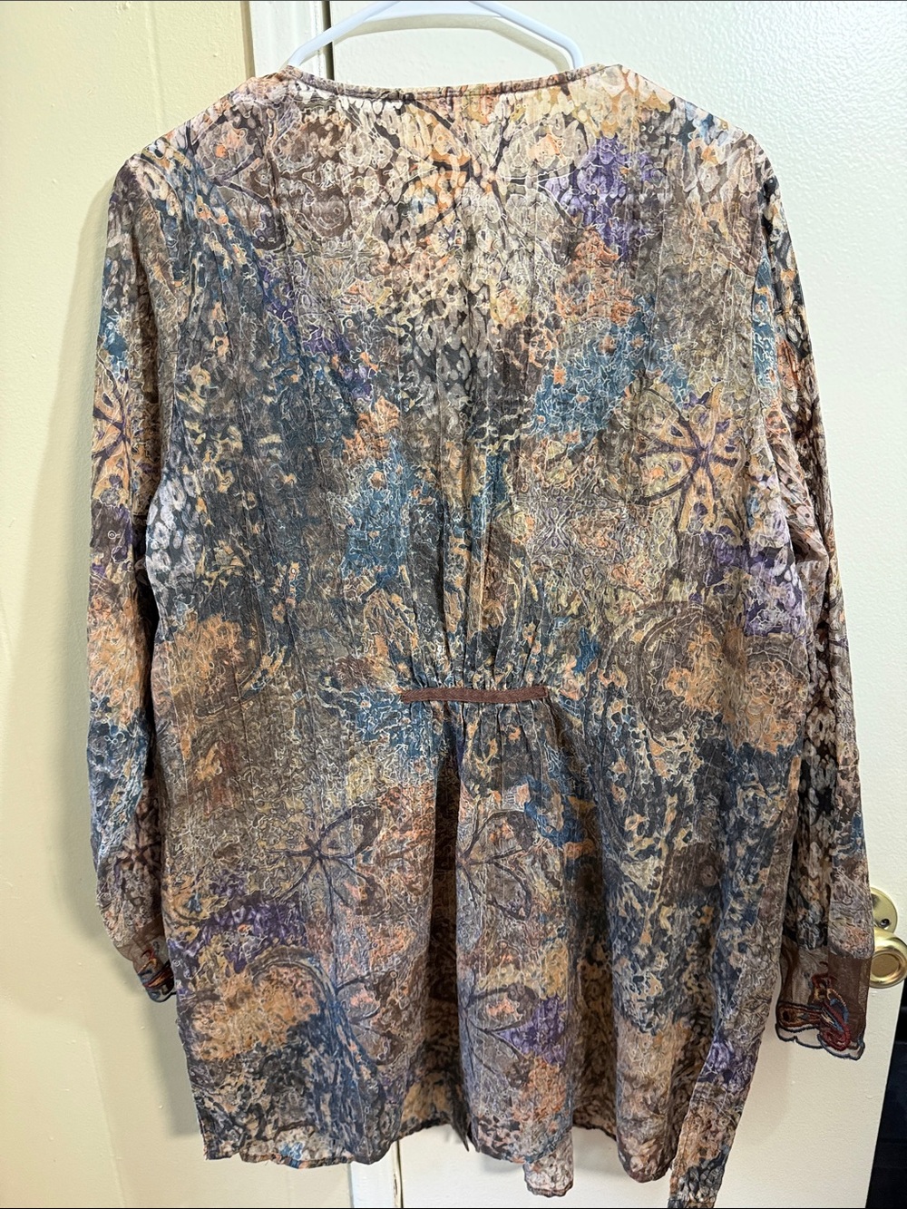 Coldwater Creek Paisley Embroidered Boho Tunic Top 1X Artsy Earthy Button Front - Picture 11 of 12